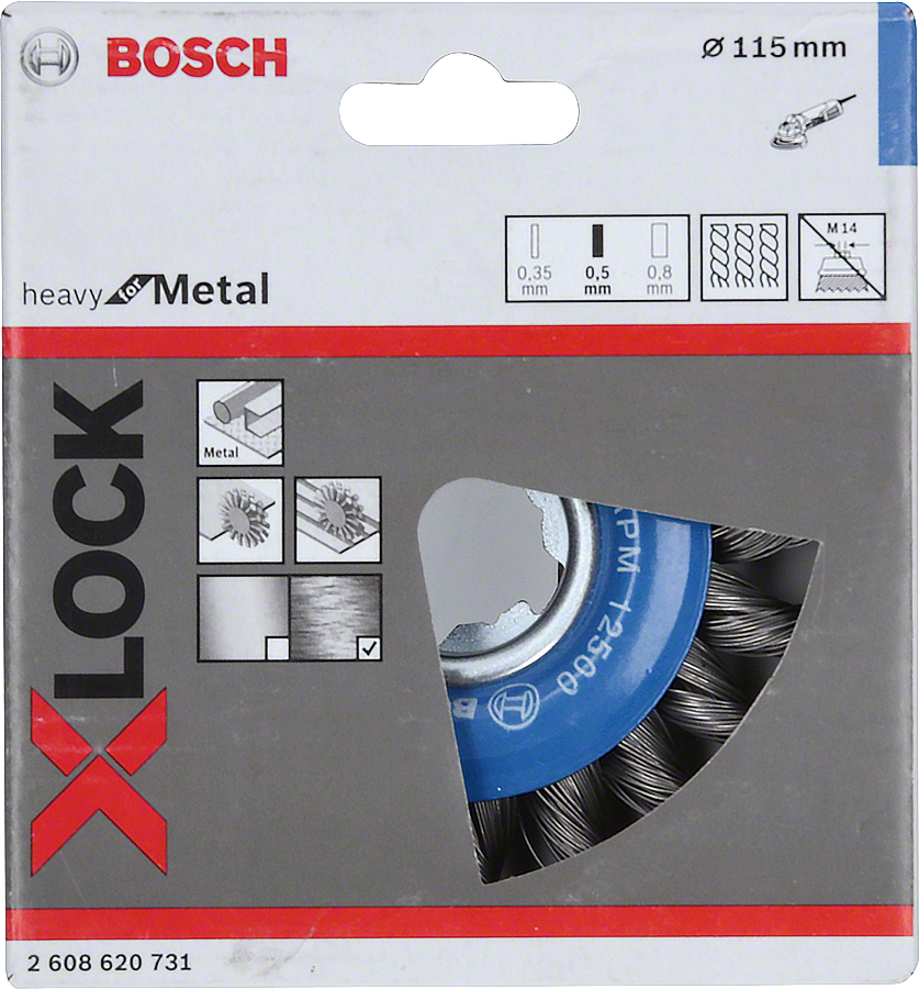 Bosch - X-LOCK - Heavy Serisi Metal İçin Burgulu Yuvarlak Fırça 115*0,5 mm
