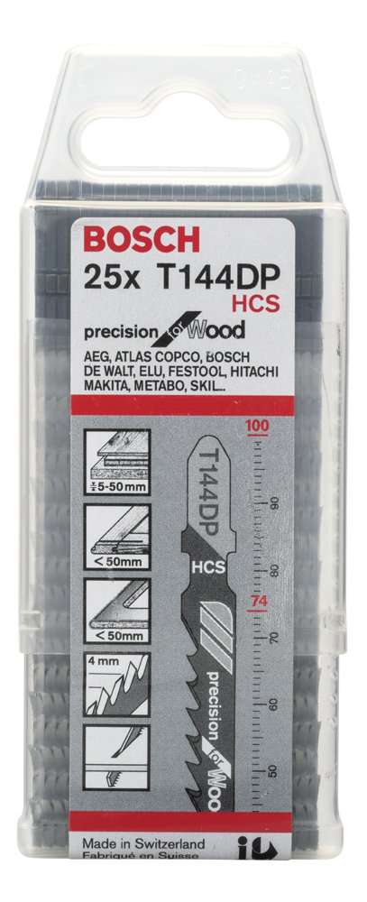 Bosch - Hassas Kesim Serisi Ahşap İçin T 144 DP Dekupaj Testeresi Bıçağı - 25'Li Paket