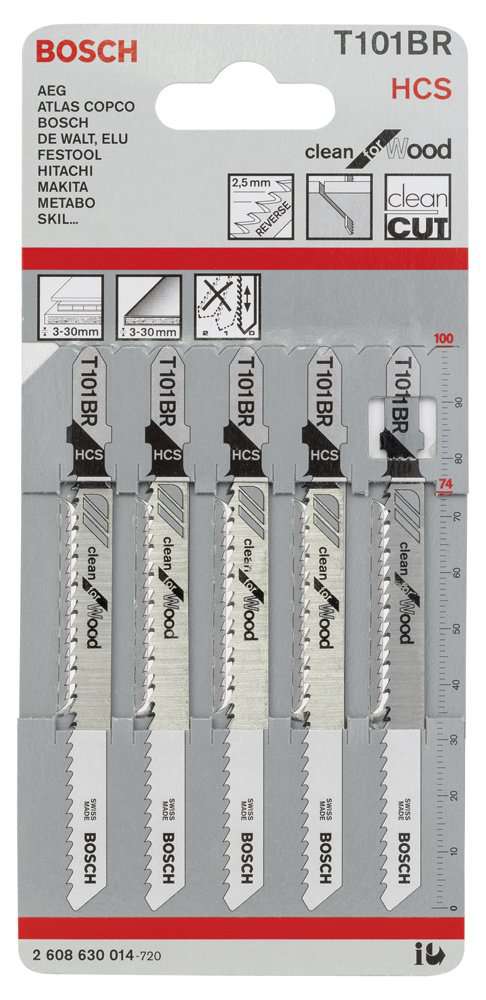 Bosch - Temiz Kesim Serisi Ahşap İçin T 101 BR Dekupaj Testeresi Bıçağı - 5'Li Paket