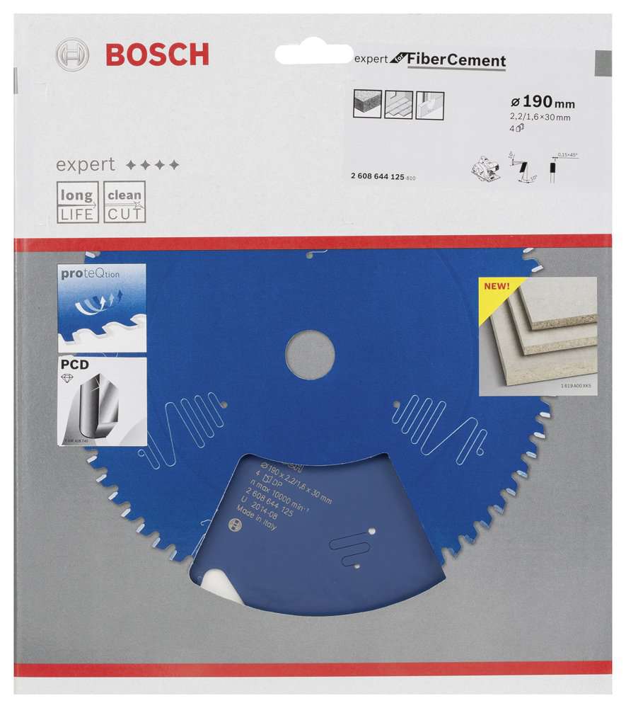 Bosch - Expert Serisi Lifli Çimento Ve Alçıpan için Daire Testere Bıçağı 190*30 mm 4 Diş