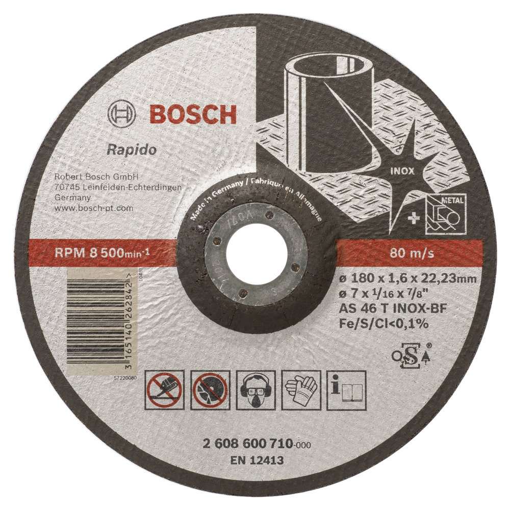 Bosch - 180*1,6mm Expert Serisi Bombeli Inox (Paslanmaz Çelik) Kesme Diski (Taş) - Rapido