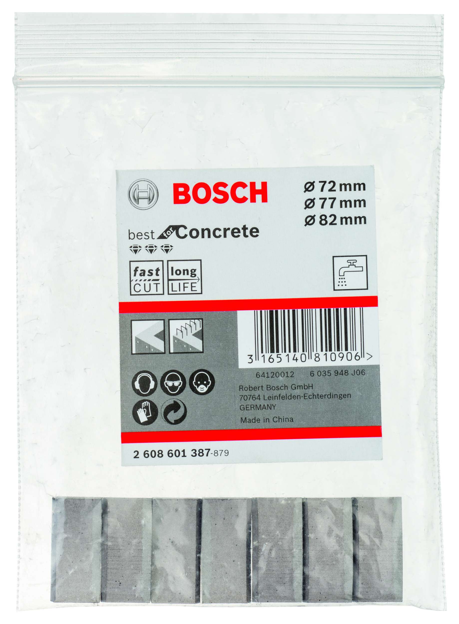 Bosch - Best Serisi Elmas Sulu Karot Uç Segman 72-77-82 mm İçin 7 Parça