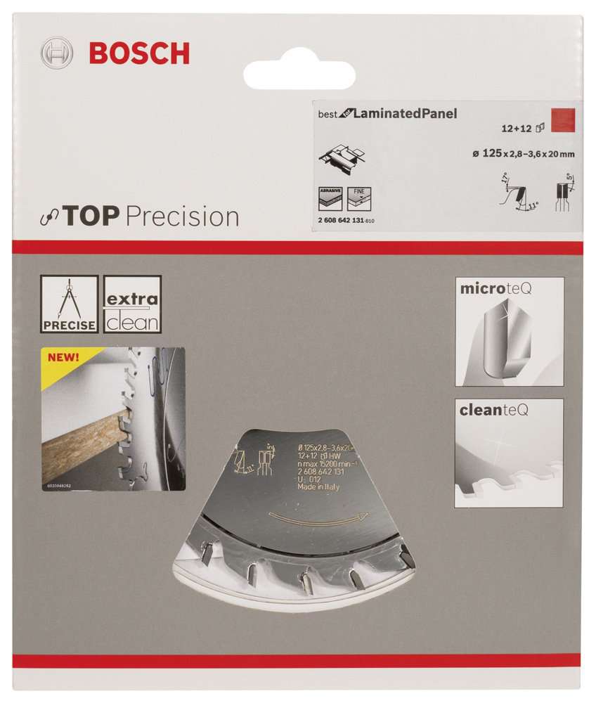 Bosch - Best Serisi Hassas Kesim Lamine Panel için Ön Çizme Bıçağı 125*20 mm 12+12 Diş