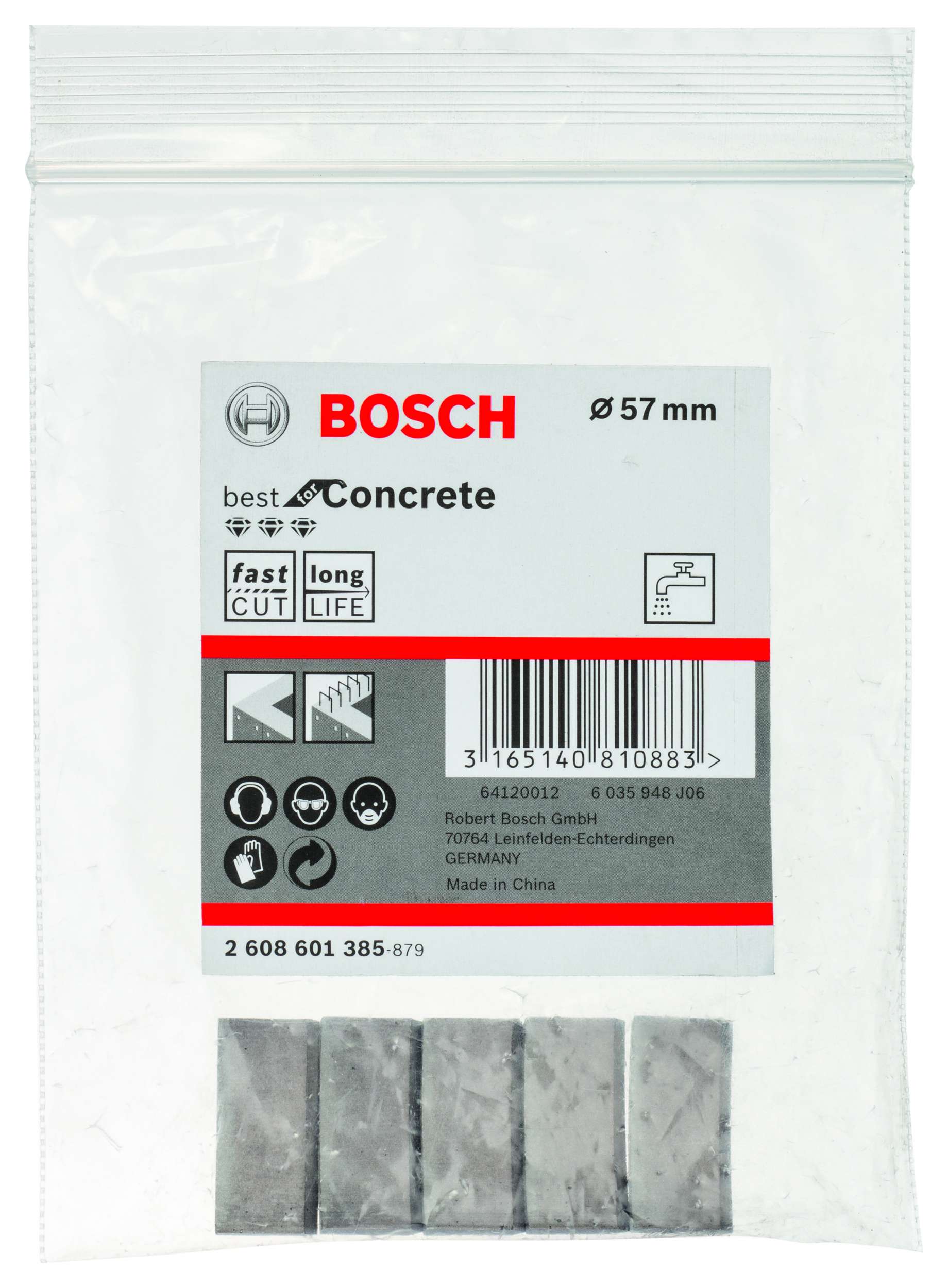 Bosch - Best Serisi Elmas Sulu Karot Uç Segmanı 57 mm İçin 5 Parça