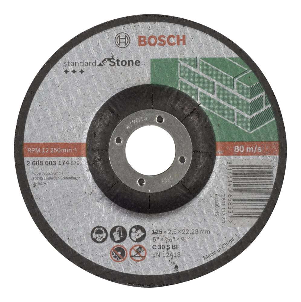Bosch - 125*2,5 mm Standard Seri Bombeli Taş Kesme Diski (Taş)