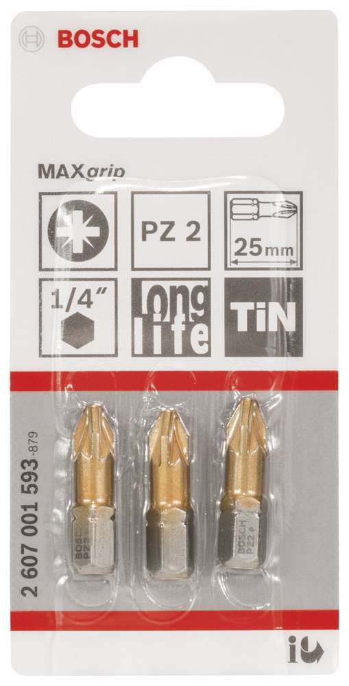 Bosch - Max Grip Serisi Vidalama Ucu PZ 2*25 mm 3'lü