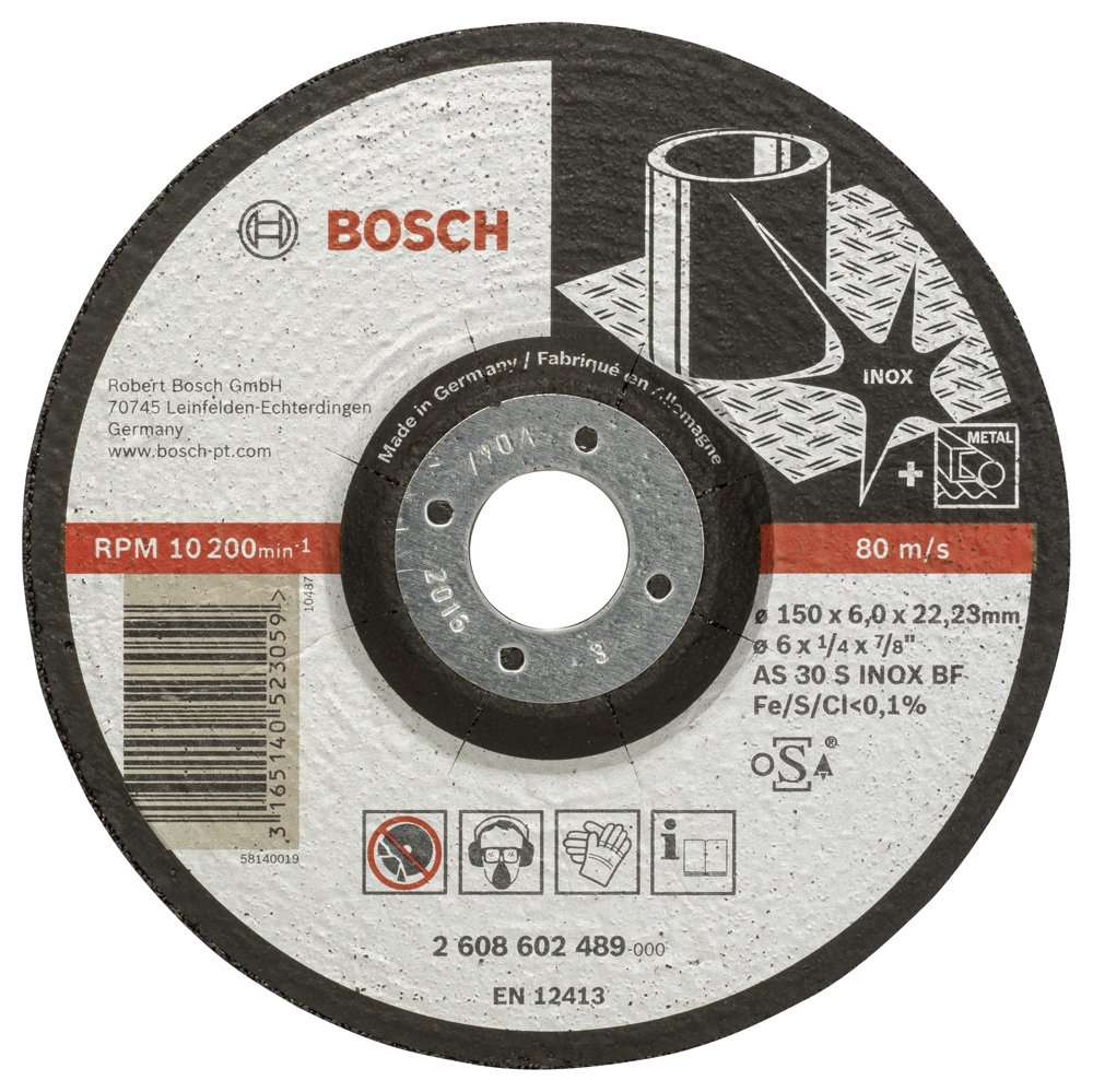 Bosch - 150*6,0 mm Expert Serisi Bombeli Inox (Paslanmaz Çelik) Taşlama Diski (Taş)