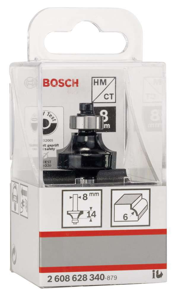 Bosch - Standard Seri Ahşap İçin Çift Oluklu, Sert Metal Bilya Yataklı Yuvarlama Frezesi 8*6*53 mm