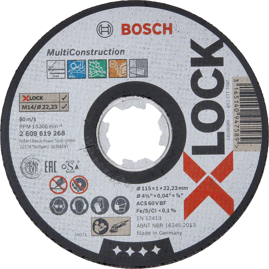 Bosch - X-LOCK - 115*1,0 mm Çoklu Malzemelerde Kullanım İçin Düz Kesme Diski (Taş)