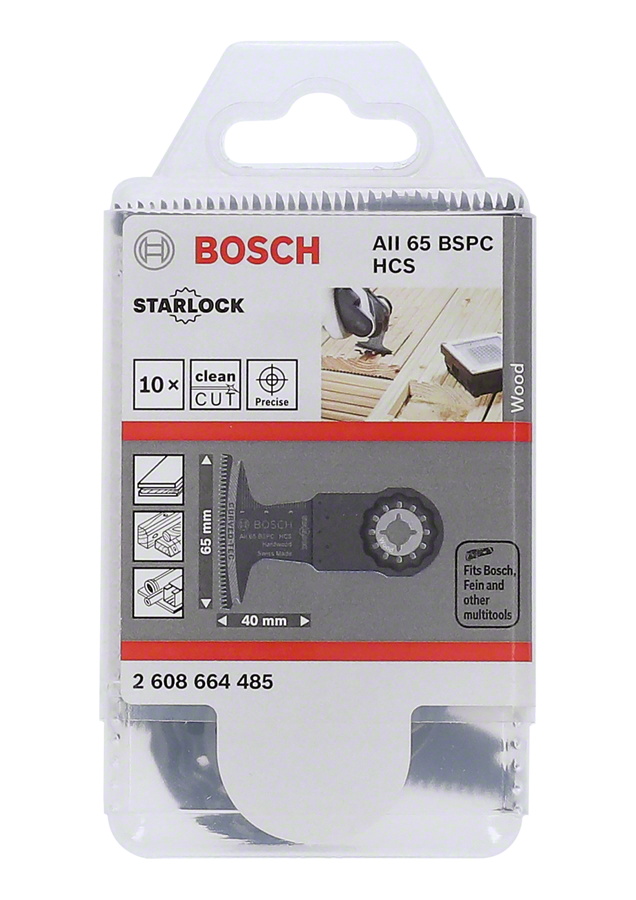 Bosch - Starlock - AII 65 BSPC - HCS Sert Ahşap İçin Daldırmalı Testere Bıçağı 10'lu