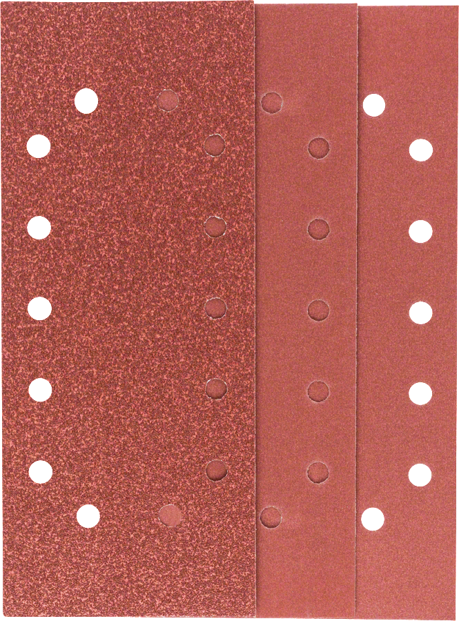 Bosch - Titreşimli Zımpara Kağıdı 10'lu Set, 115 x 280 mm 60/120/180 Kum 14 Delik