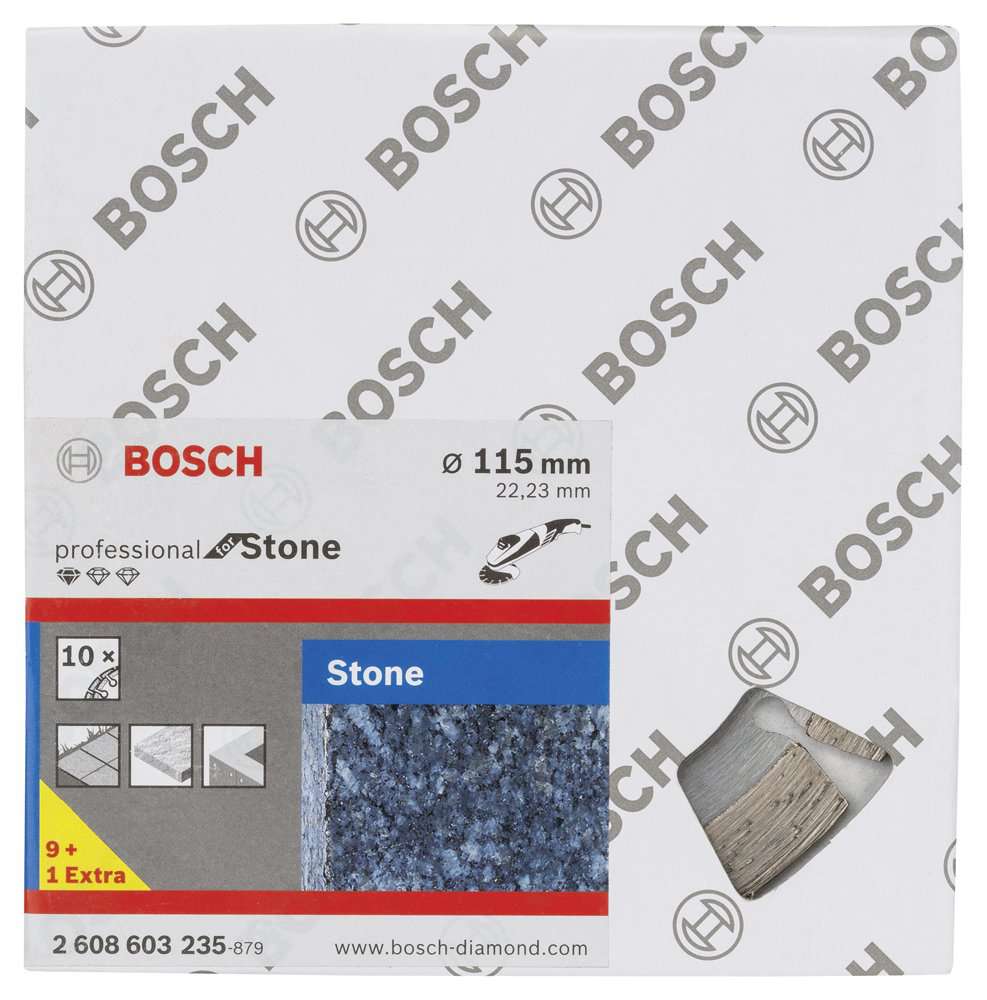 Bosch - Standard Seri Taş İçin, 9+1 Elmas Kesme Diski Set 115 mm