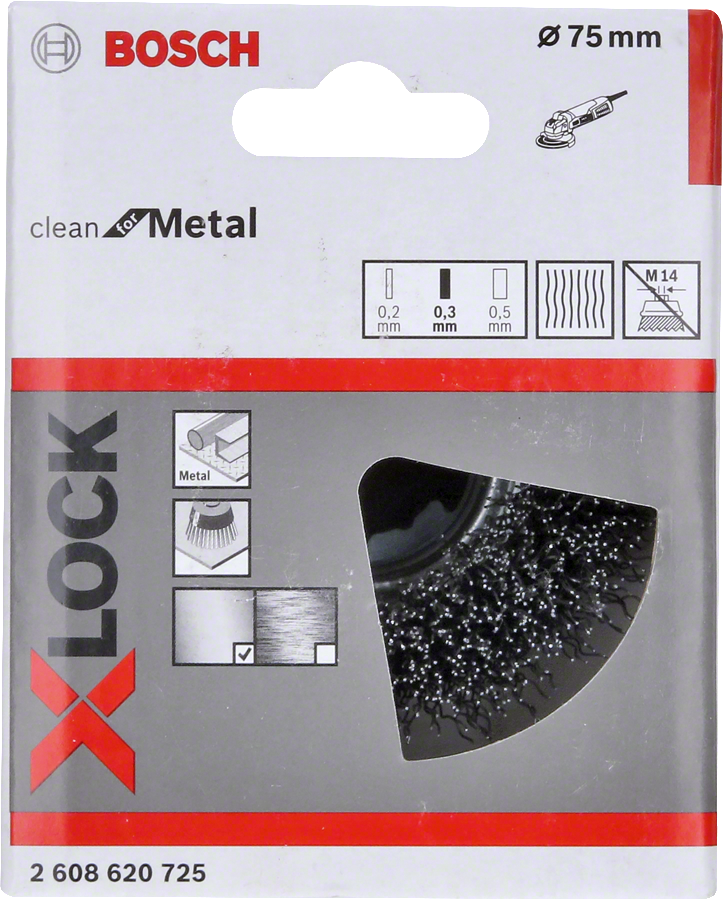 Bosch - X-LOCK - Clean Serisi Metal İçin Saçaklı Tel Fırça 75*0,3 mm