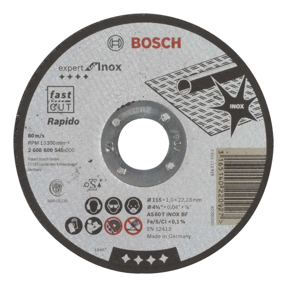 Bosch - 115*1,0 mm Expert Serisi Düz Inox (Paslanmaz Çelik) Kesme Diski (Taş) - Rapido