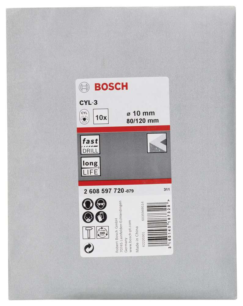 Bosch - cyl-3 Serisi, Beton Matkap Ucu 10*120 mm 10'lu Paket