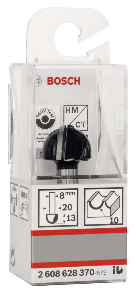 Bosch - Standard Seri Ahşap İçin Çift Oluklu, Sert Metal Dalma Yarımay Freze 8*20*46*10 mm