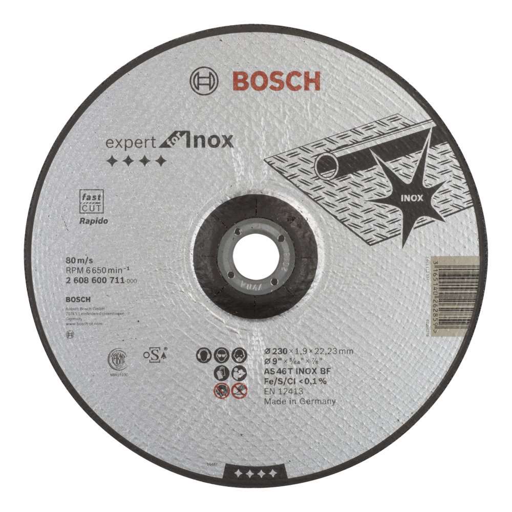 Bosch - 230*1,9mm Expert Serisi Bombeli Inox (Paslanmaz Çelik) Kesme Diski (Taş) - Rapido