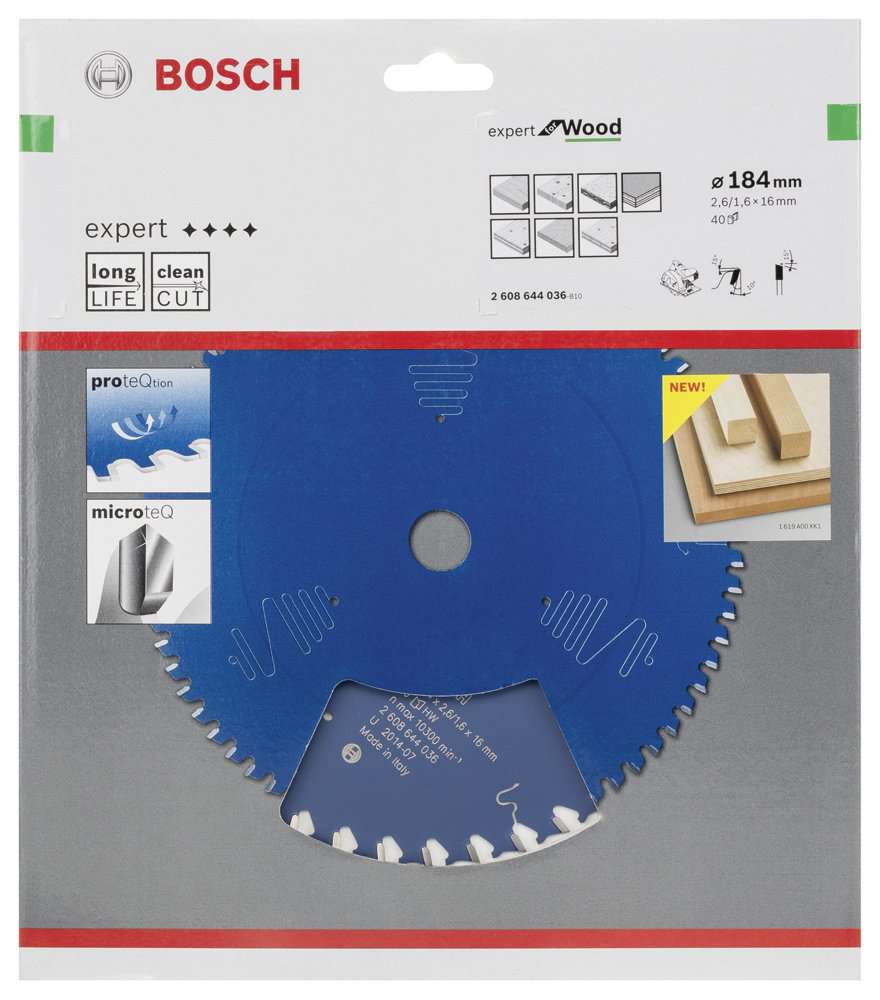 Bosch - Expert Serisi Ahşap için Daire Testere Bıçağı 184*16 mm 40 Diş