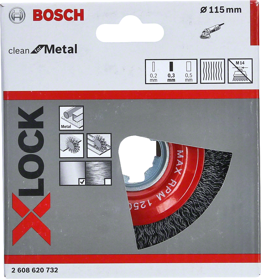 Bosch - X-LOCK - Clean Serisi Metal İçin Saçaklı Yuvarlak Fırça 115*0,3 mm