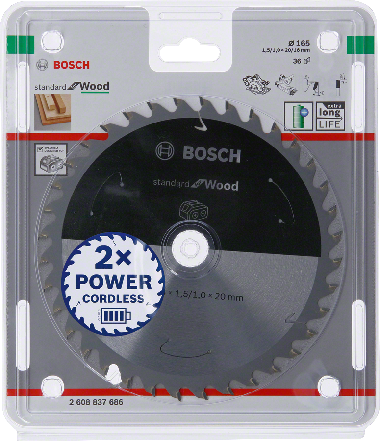 Bosch - Standard for Serisi Ahşap için Akülü Daire Testere Bıçağı 165*20 mm 36 Diş
