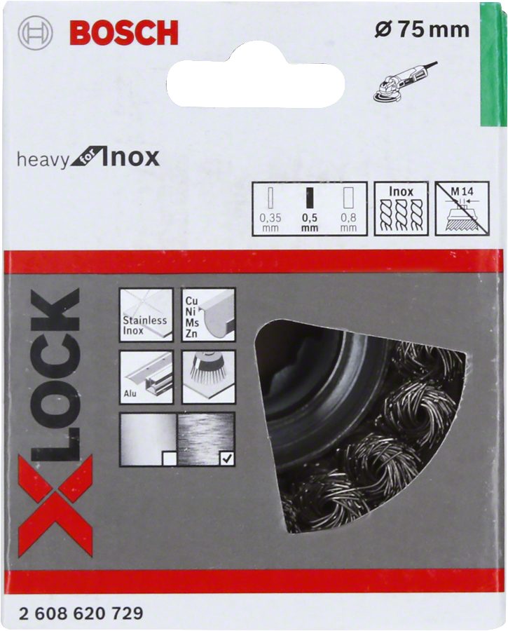 Bosch - X-LOCK - Heavy Serisi Inox İçin Burgulu Tel Fırça 75*0,5 mm