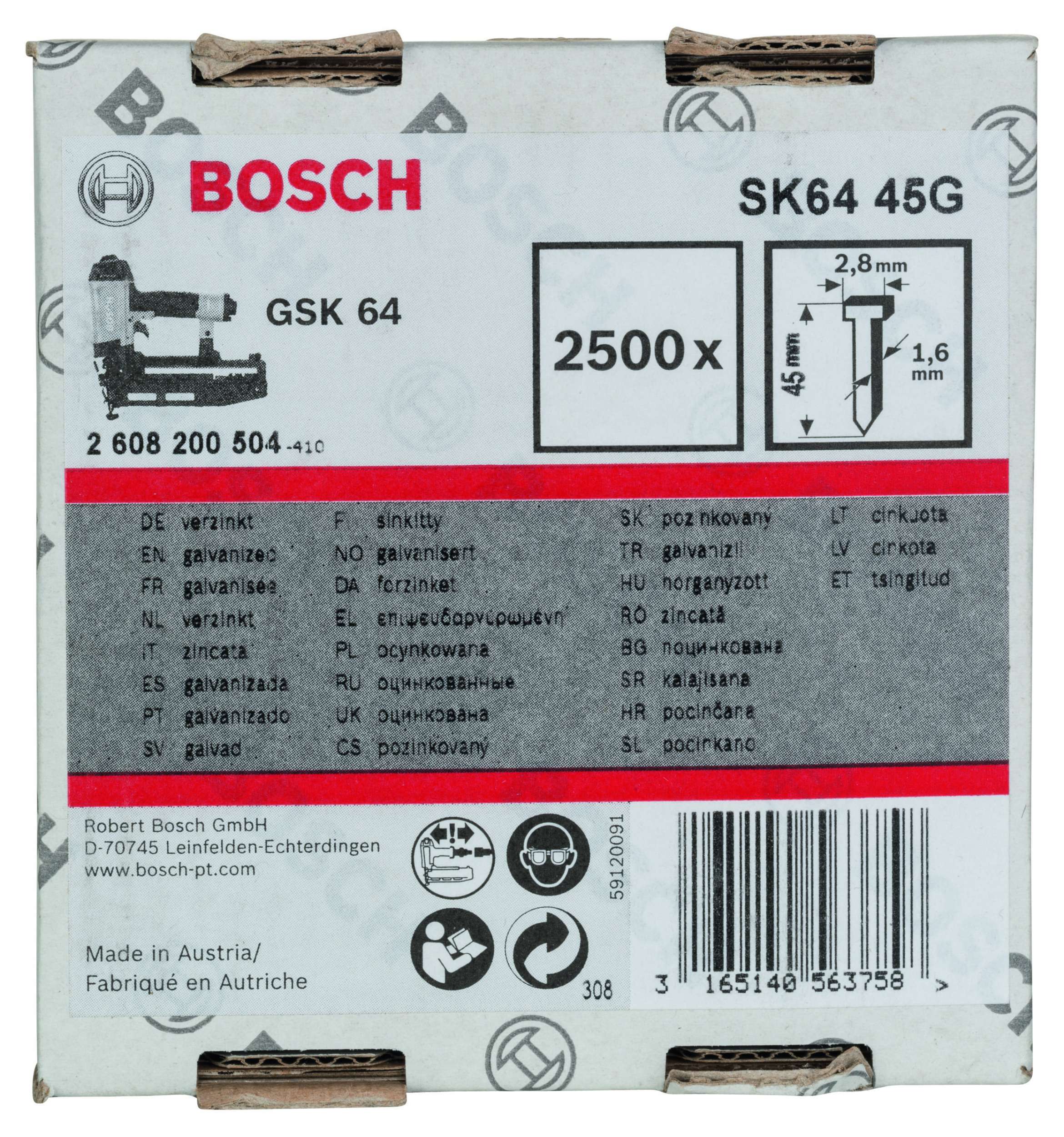 Bosch - GSK 64 Çivisi 45 mm 2500li Galvanizli