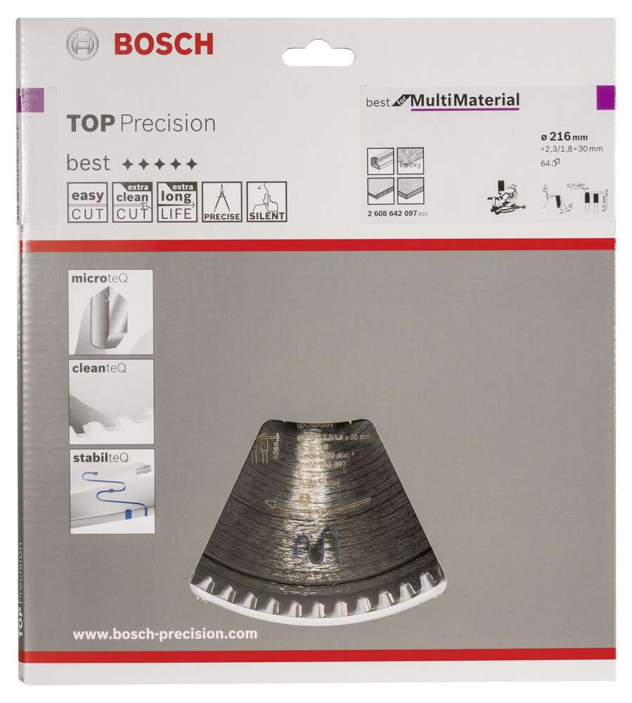 Bosch - Best Serisi Hassas Kesim Çoklu Malzeme için Daire Testere Bıçağı 216*30 mm 64 Diş