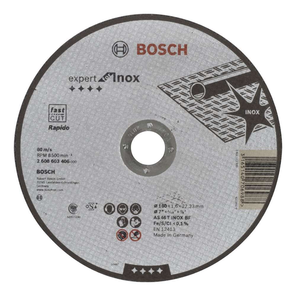 Bosch - 180*1,6 mm Expert Serisi Düz Inox (Paslanmaz Çelik) Kesme Diski (Taş) - Rapido