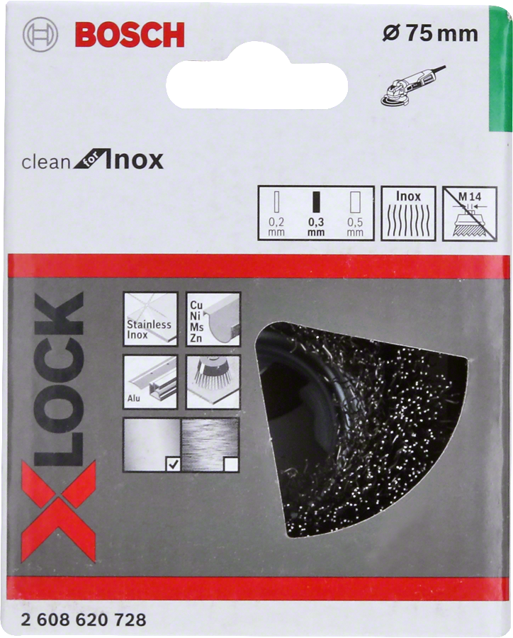 Bosch - X-LOCK - Clean Serisi Inox İçin Saçaklı Tel Fırça 75*0,3 mm