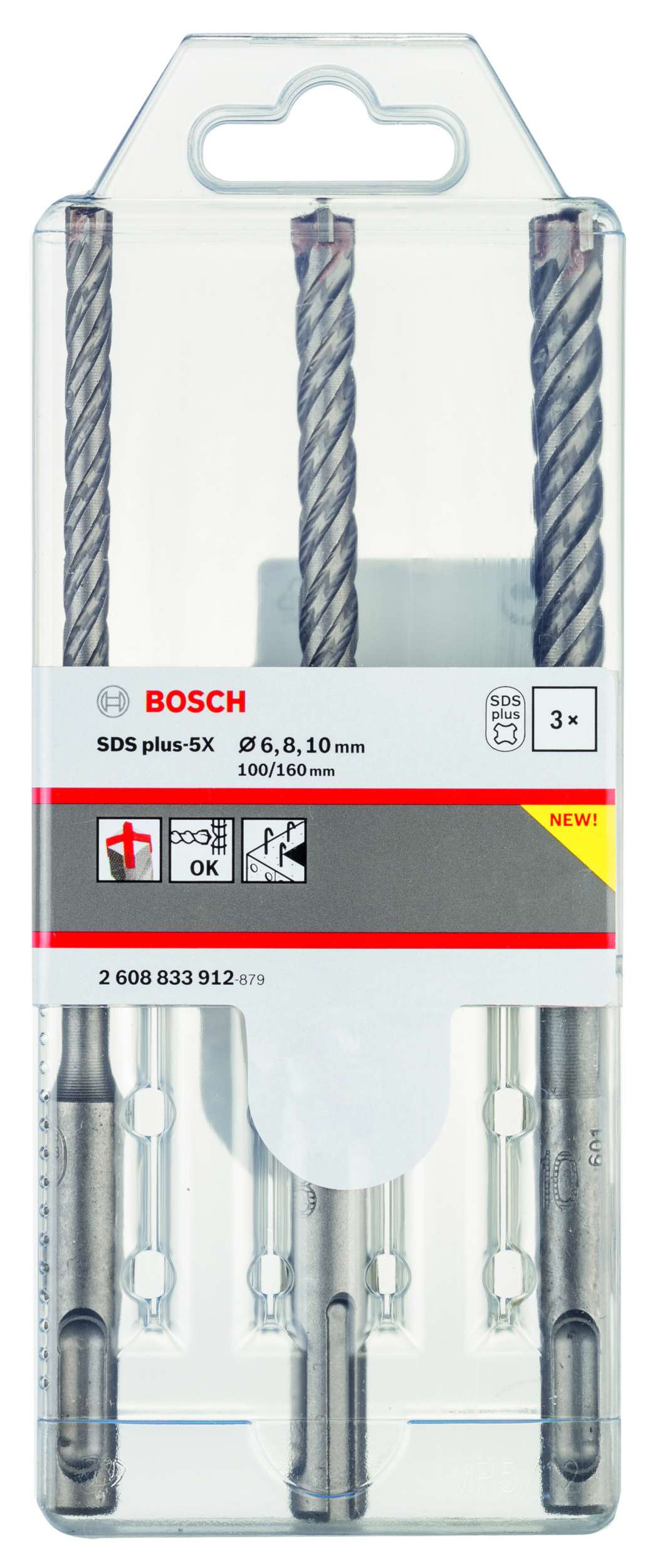 Bosch - SDS plus-5X Serisi Kırıcı Delici Matkap Ucu 3 Parça Set ( 6,8,10 x 160 mm)