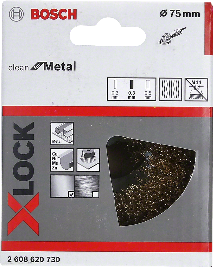 Bosch - X-LOCK - Clean Serisi Metal İçin Saçaklı Pirinç Tel Fırça 70*0,3 mm