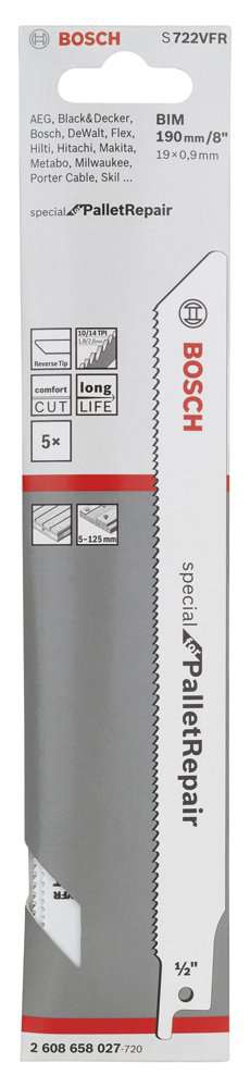 Bosch - Special for Serisi Palet Tamiri için Panter Testere Bıçağı S 722 VFR 5'li