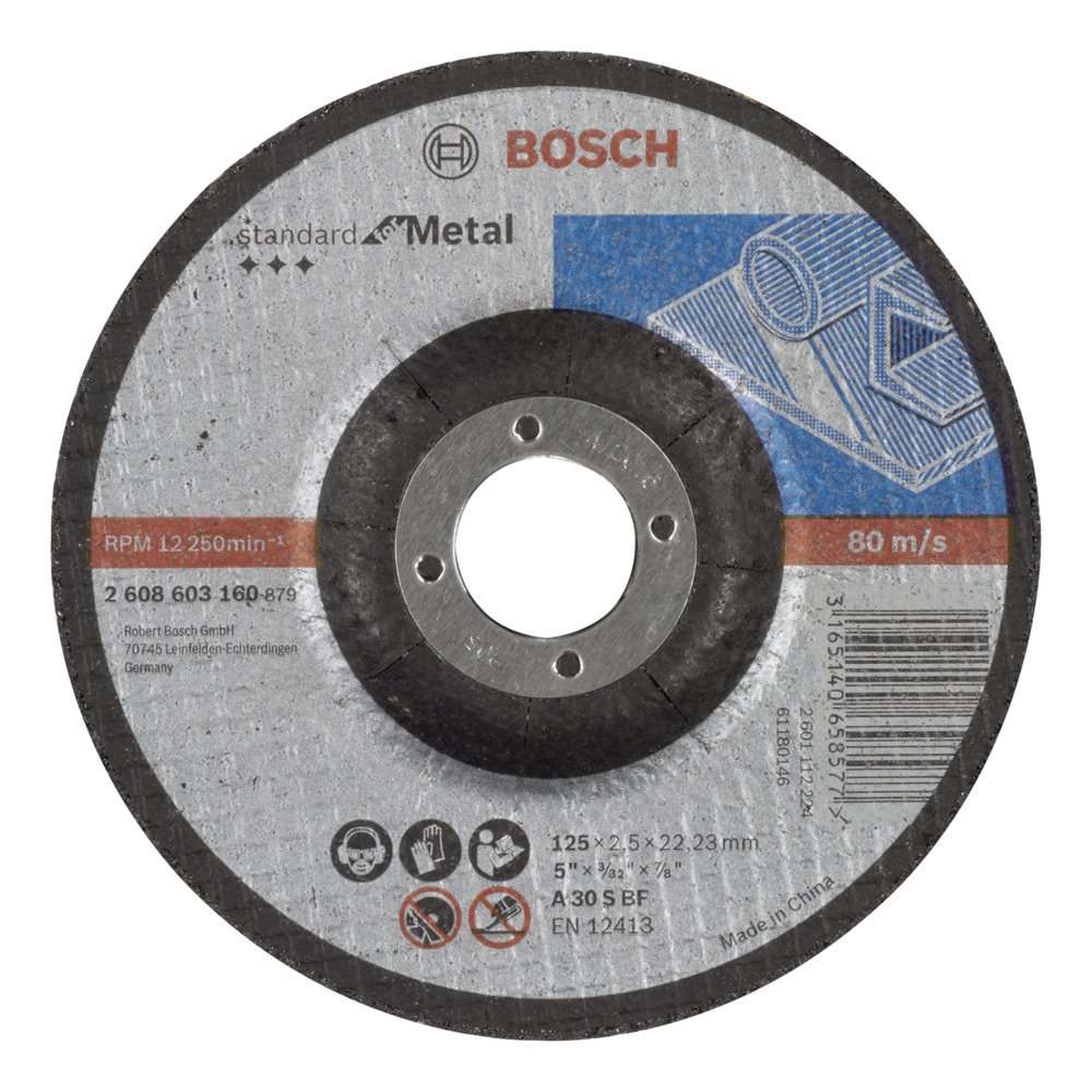 Bosch - 125*2,5 mm Standard Seri Bombeli Metal Kesme Diski (Taş)