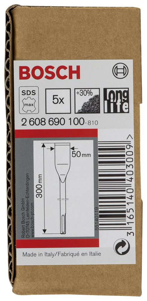 Bosch - LongLife Serisi, SDS-Max Şaftlı Fayans Keski 300*50 mm 5'li