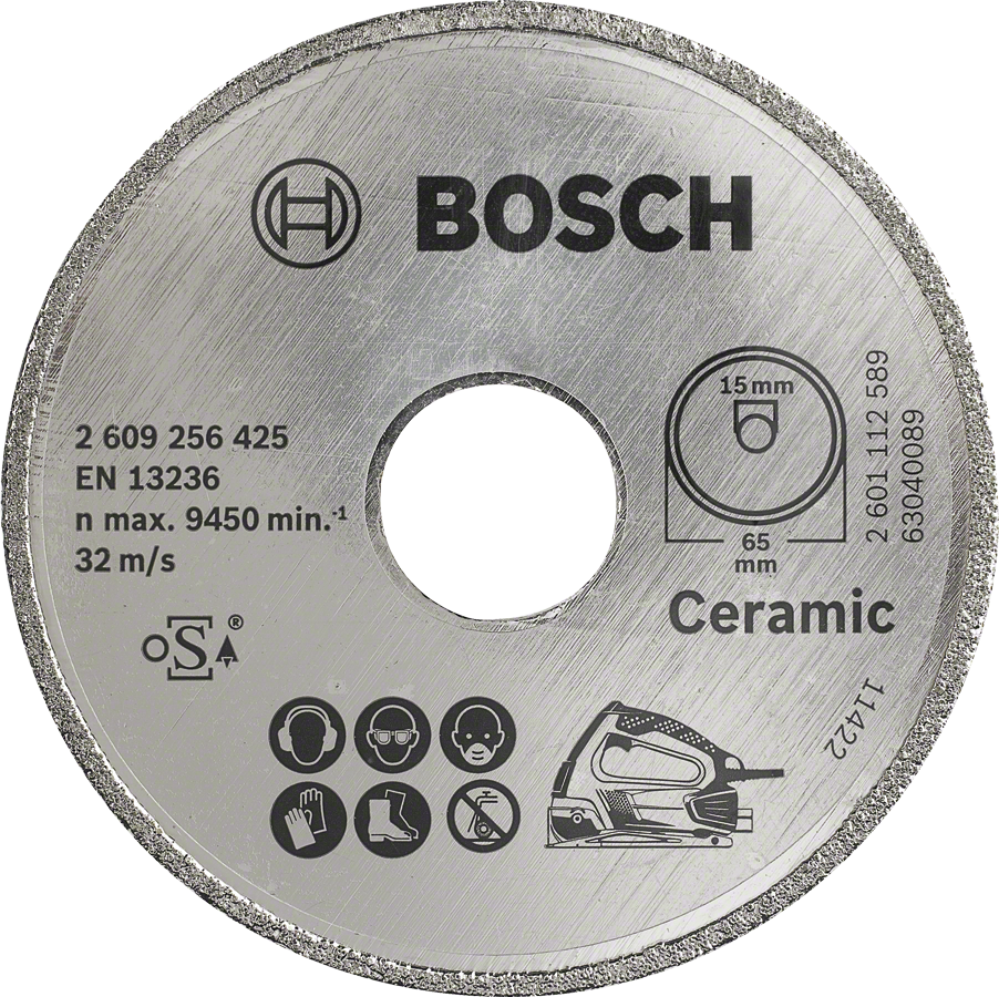 Bosch - Seramik İçin PKS 16 Multi Uyumlu Elmas Kesme Diski 65 x 15mm