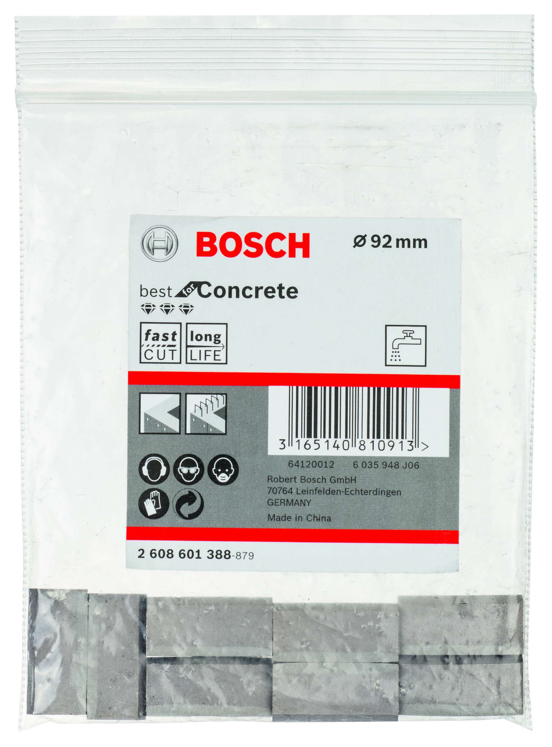 Bosch - Best Serisi Elmas Sulu Karot Uç Segmanı 92 mm İçin 6 Parça
