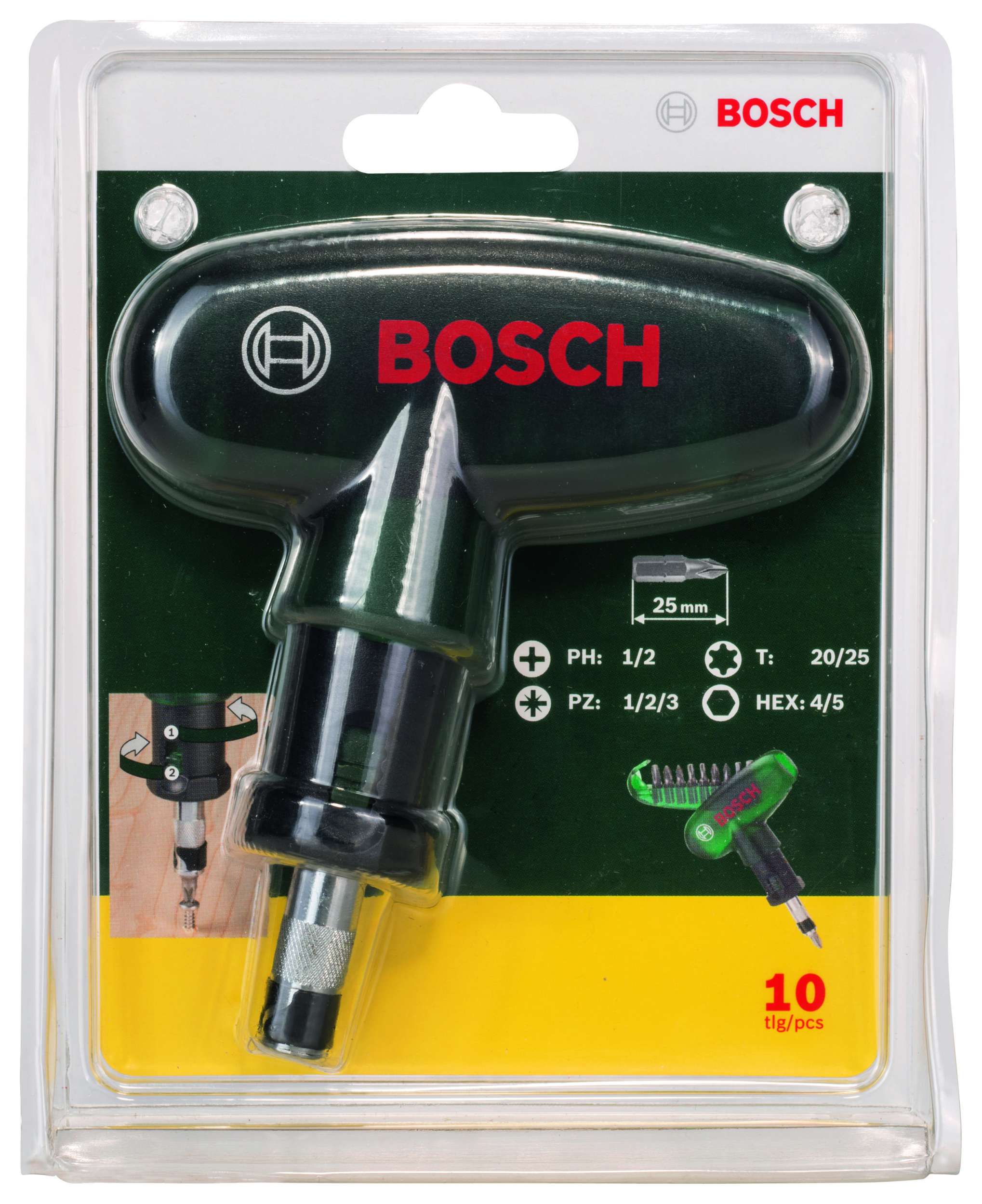 Bosch - 10 Parça Cırcırlı Cep Tornavidası