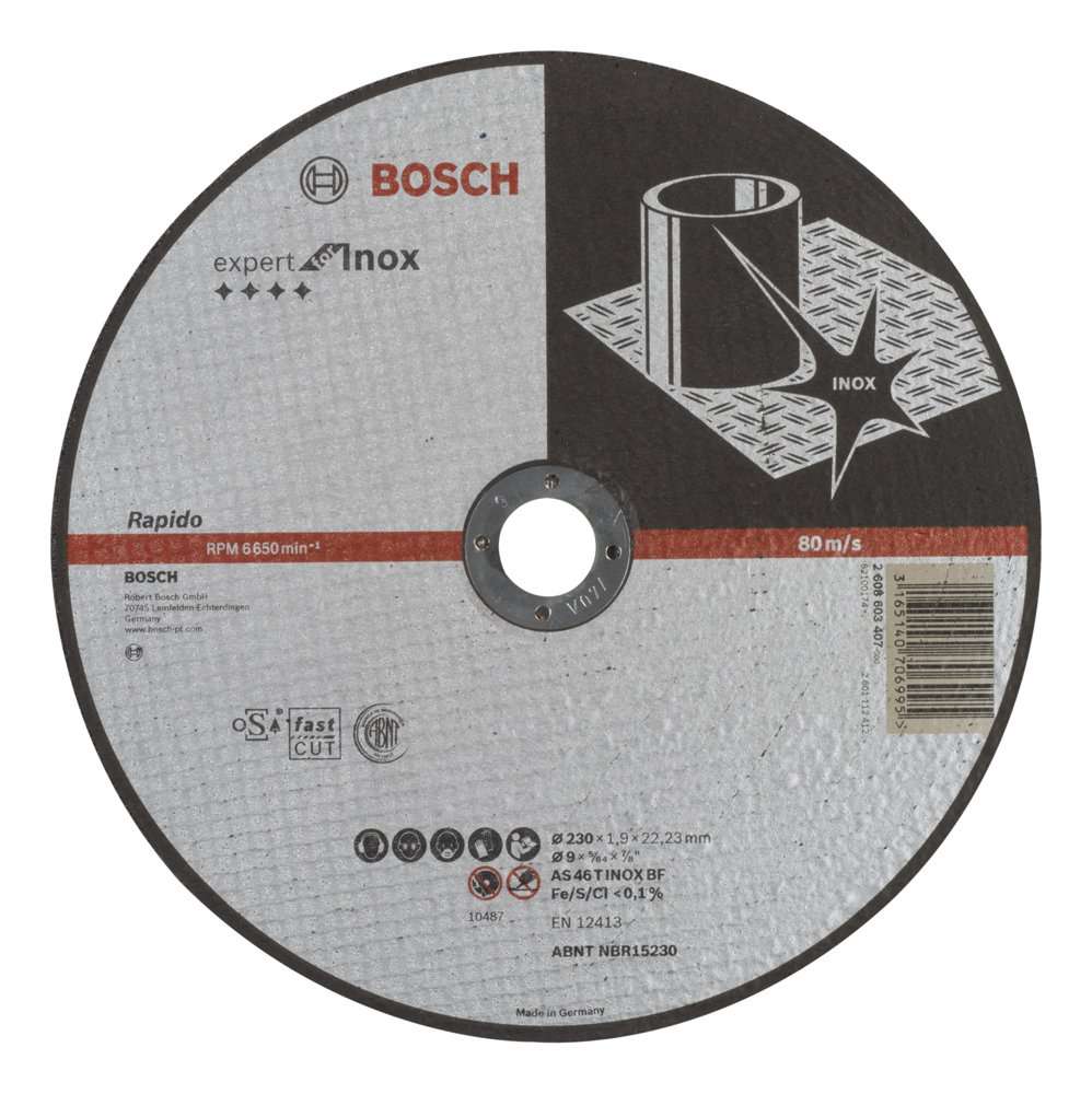 Bosch - 230*1,9 mm Expert Serisi Düz Inox (Paslanmaz Çelik) Kesme Diski (Taş) - Rapido