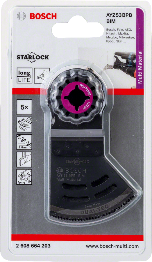 Bosch - Starlock - AYZ 53 BPB - BIM Çoklu Malzeme İçin Daldırmalı ve Yana Kesim Testere Bıçağı 5'li