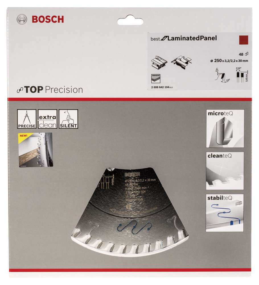 Bosch - Best Serisi Hassas Kesim Aşındırıcı Kaplamalı Lamine Panel için Daire Testere Bıçağı 250*30 mm 48 Diş