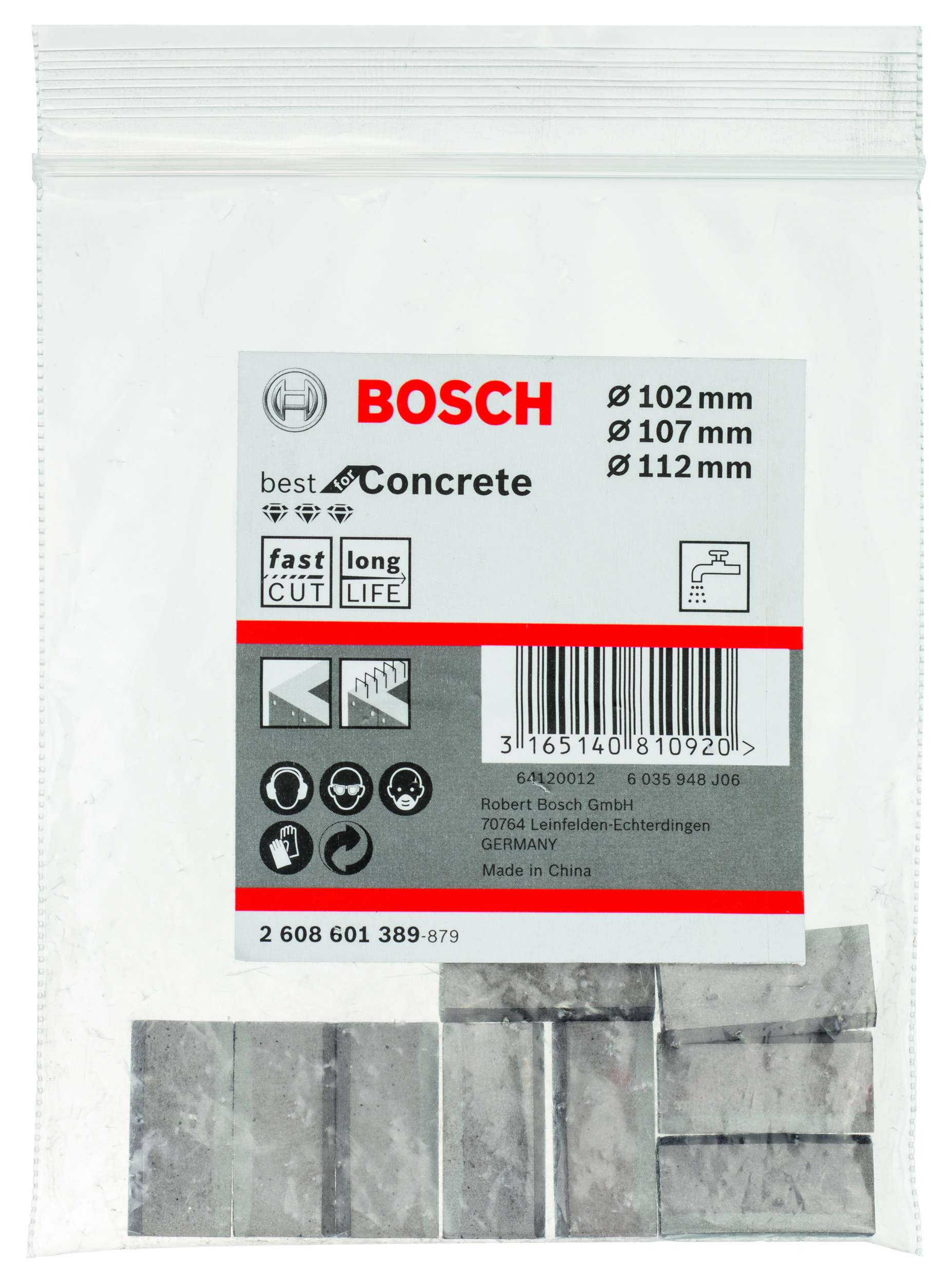 Bosch - Best Serisi Elmas Sulu Karot Uç Segmanı 102-107-112 mm İçin 9 Parça