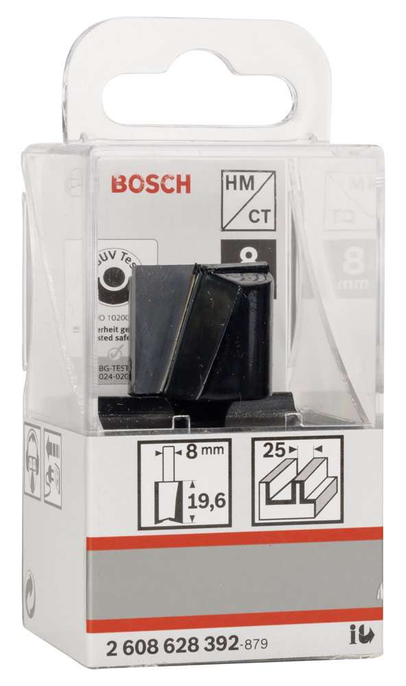 Bosch - Standard Seri Ahşap İçin Çift Oluklu, Sert Metal Düz Freze Ucu 8*25*51mm