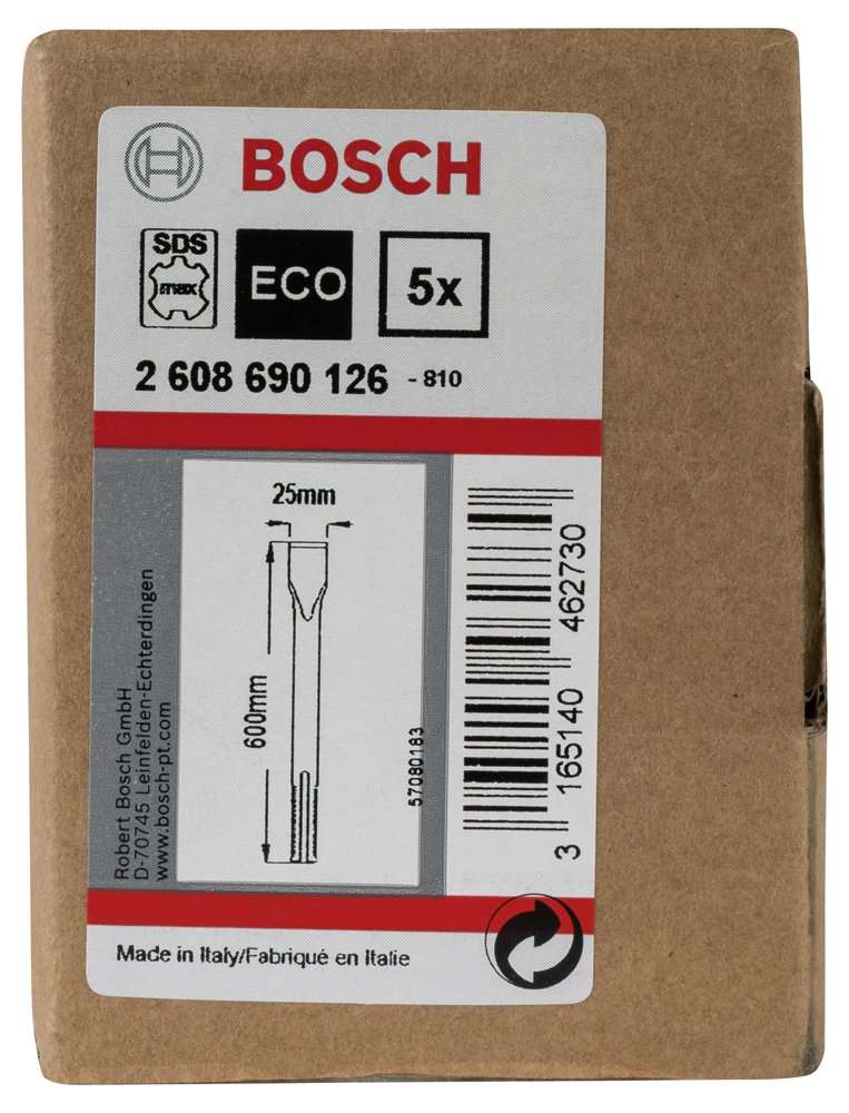 Bosch - SDS-Max Şaftlı Yassı Keski 600*25 mm 5'li