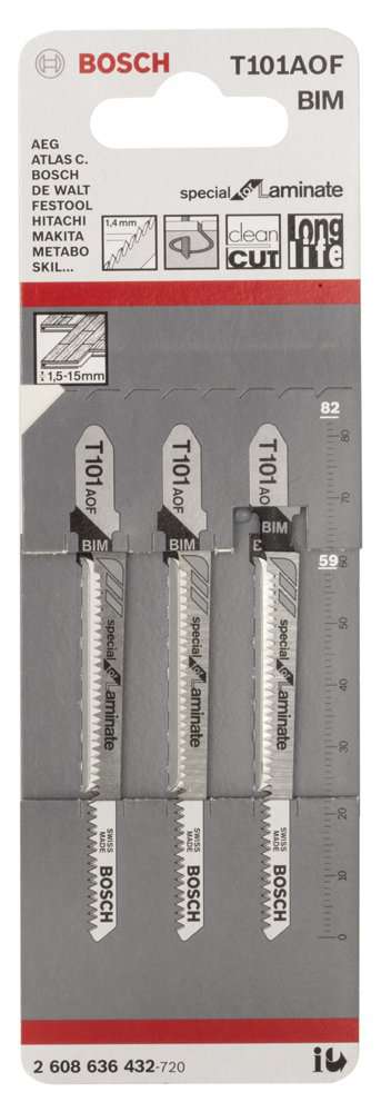 Bosch - Special Serisi Laminant İçin Özel T 101 AOF Dekupaj Testeresi Bıçağı - 3'Lü Paket