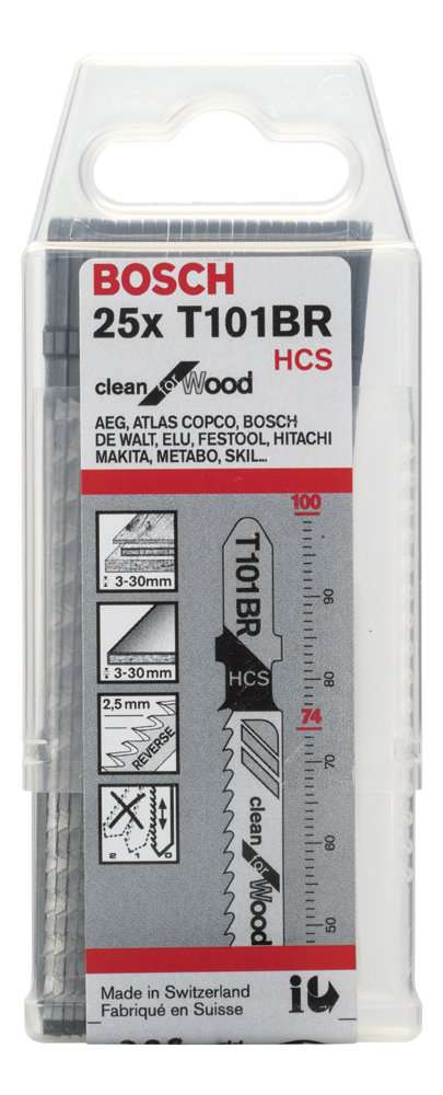 Bosch - Temiz Kesim Serisi Ahşap İçin T 101 BR Dekupaj Testeresi Bıçağı - 25'Li Paket