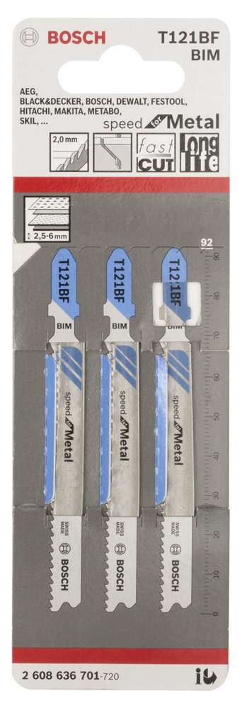 Bosch - Hızlı Kesim Serisi Metal İçin T 121 BF Dekupaj Testeresi Bıçağı - 3'Lü Paket