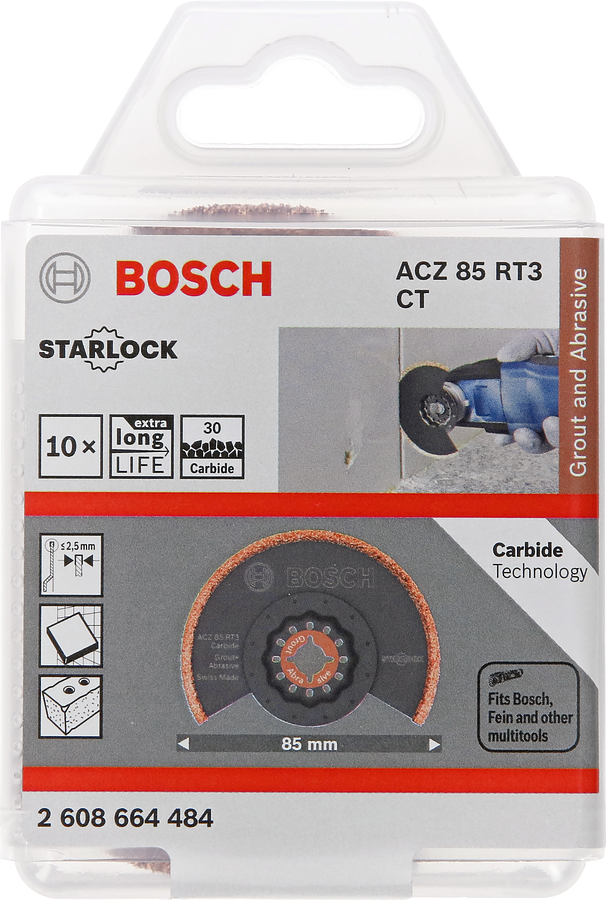 Bosch - Starlock - ACZ 85 RT3 - Carbide RIFF Zımpara Uçlu Segman Testere Bıçağı 30 Kum Kalınlığı 10'lu