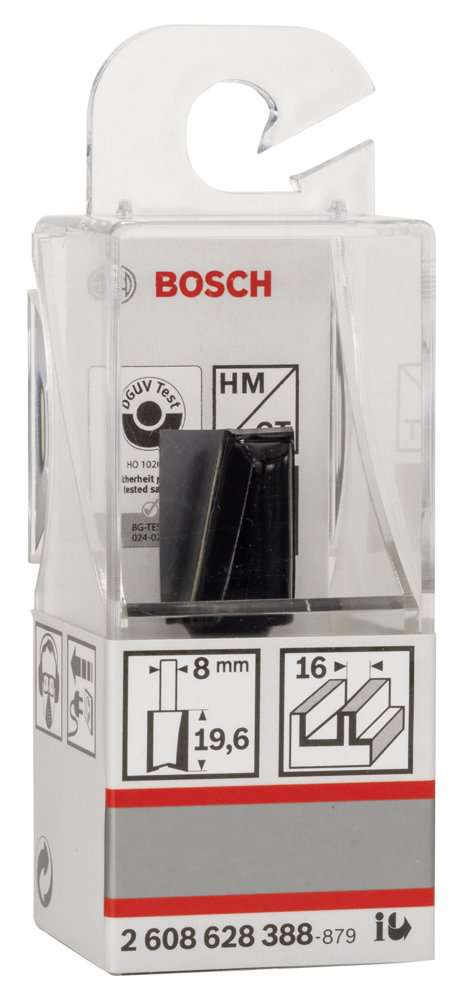Bosch - Standard Seri Ahşap İçin Çift Oluklu, Sert Metal Düz Freze Ucu 8*16*51mm