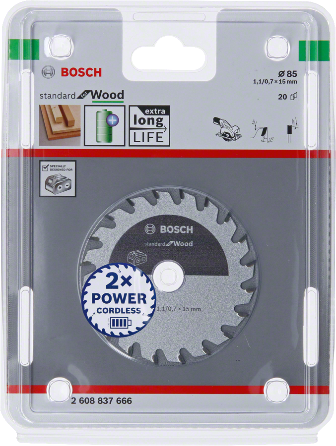 Bosch - Standard for Serisi Ahşap için Akülü Daire Testere Bıçağı 85*15 mm 20 Diş