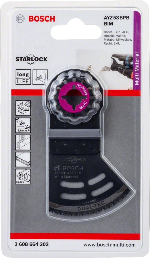 Bosch - Starlock - AYZ 53 BPB - BIM Çoklu Malzeme İçin Daldırmalı ve Yana Kesim Testere Bıçağı 1'li